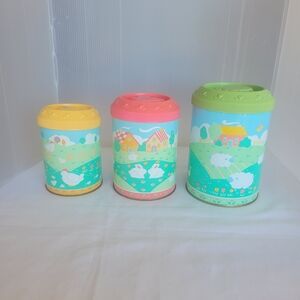 Vintage Avon Calico Country Nesting Canisters Set Of 3
